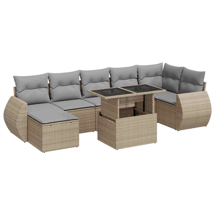 Set canapele de grădină, 8 piese, cu perne, bej, poliratan - WALTI WALTI