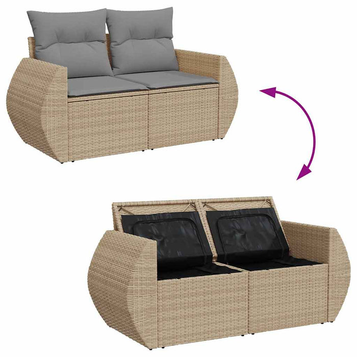 Set canapele de grădină, 8 piese, cu perne, bej, poliratan - WALTI WALTI