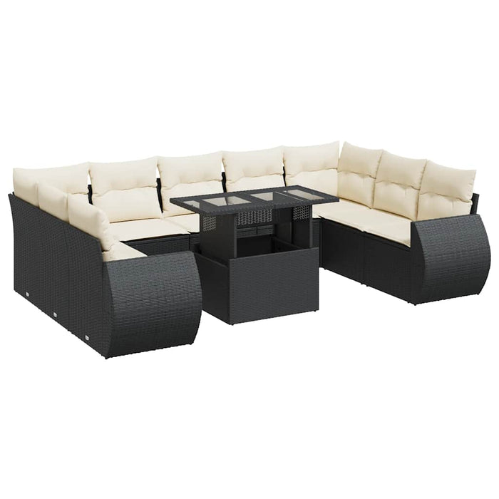 Set canapele de grădină cu perne, 10 piese, negru, poliratan - WALTI WALTI