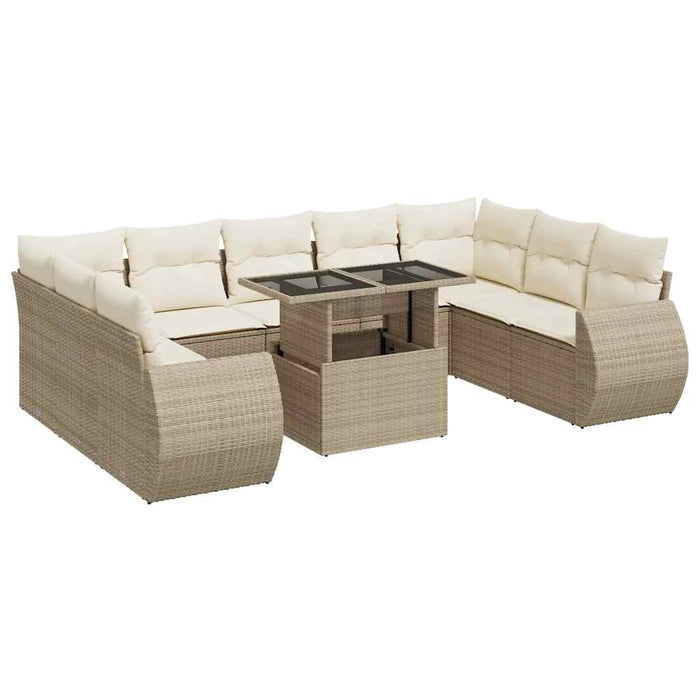 Set canapele de grădină cu perne, 10 piese, bej, poliratan - WALTI WALTI