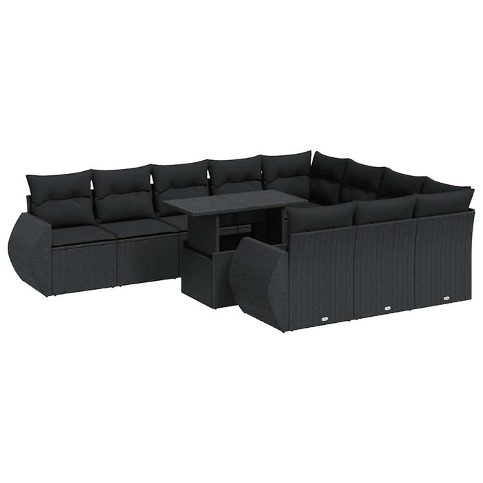 Set canapele de grădină cu perne, 11 piese, negru, poliratan - WALTI WALTI
