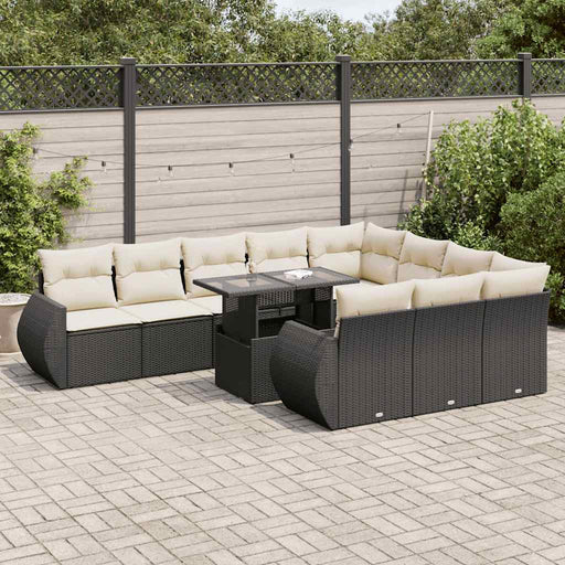 Set canapele de grădină cu perne, 11 piese, negru, poliratan - WALTI WALTI