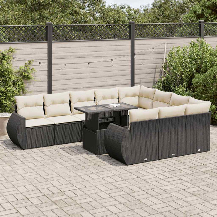 Set canapele de grădină cu perne, 11 piese, negru, poliratan - WALTI WALTI