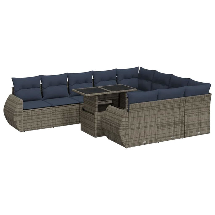Set canapele grădină perne 11 piese, gri, poliratan/lemn acacia - WALTI WALTI