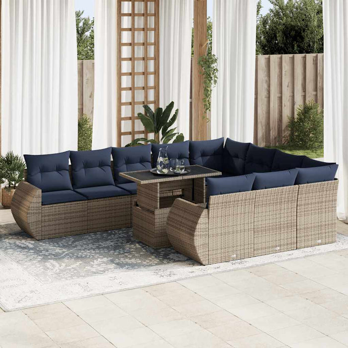 Set canapele grădină perne 11 piese, gri, poliratan/lemn acacia - WALTI WALTI