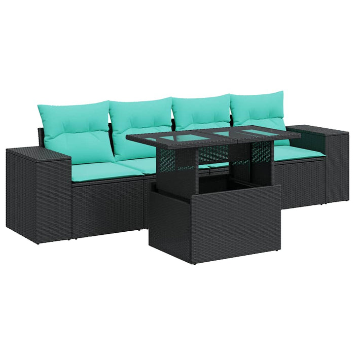 Set mobilier de grădină cu perne, 5 piese,poliratan/lemn acacia - WALTI WALTI