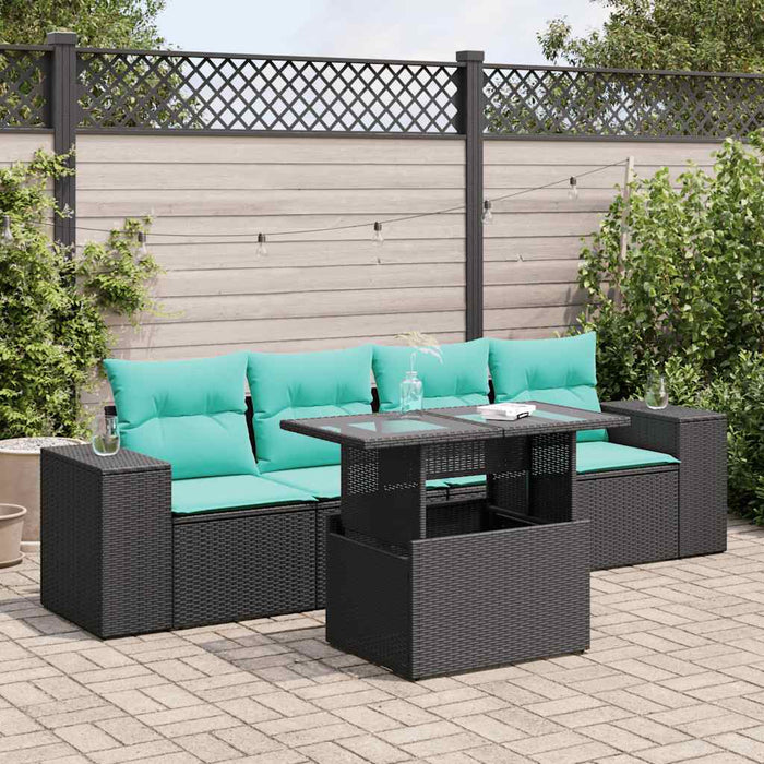 Set mobilier de grădină cu perne, 5 piese,poliratan/lemn acacia - WALTI WALTI