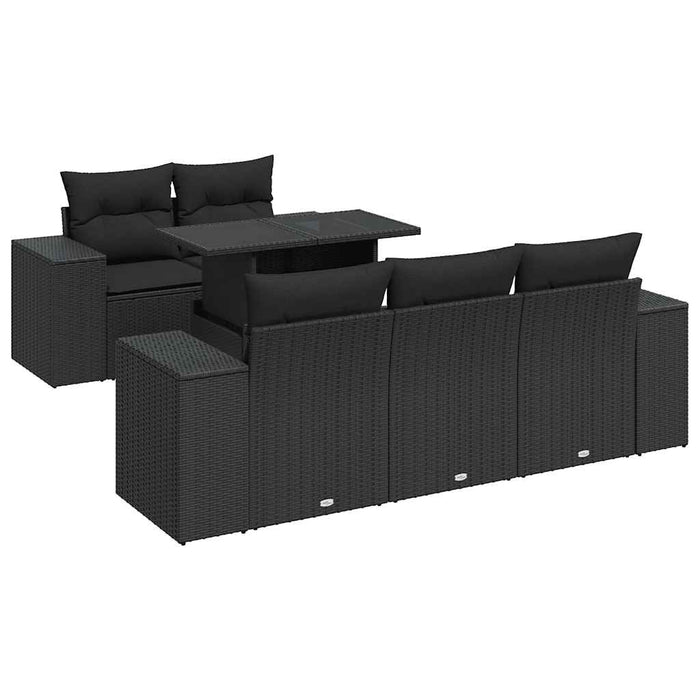 Set mobilier de grădină cu perne, 6 piese, negru, poliratan - WALTI WALTI