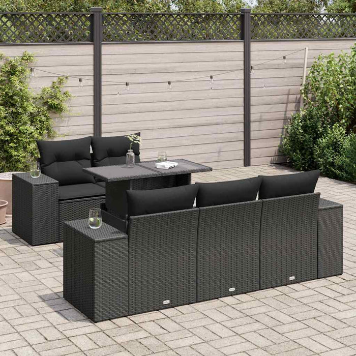 Set mobilier de grădină cu perne, 6 piese, negru, poliratan - WALTI WALTI