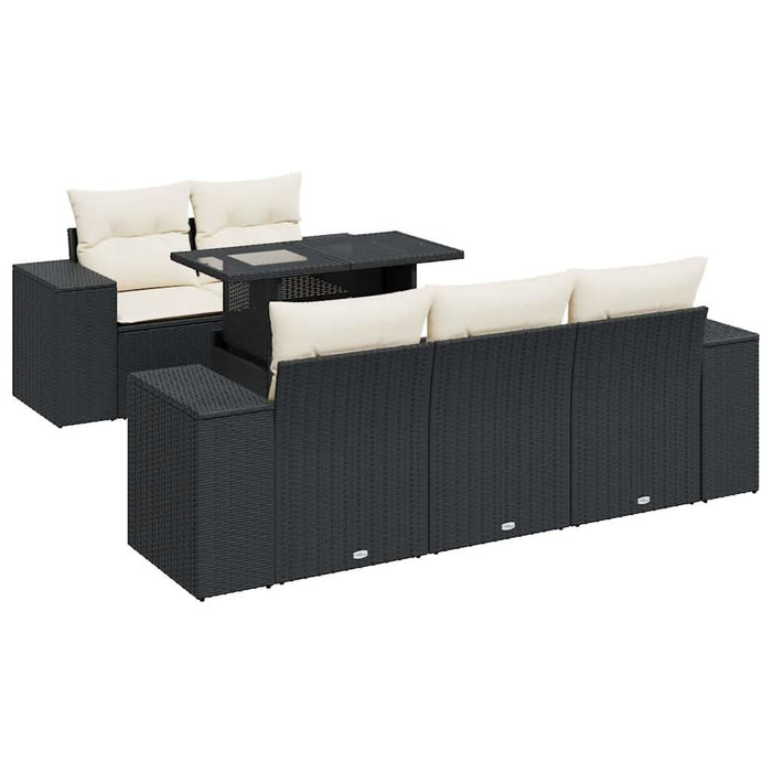 Set mobilier de grădină cu perne, 6 piese, negru, poliratan - WALTI WALTI