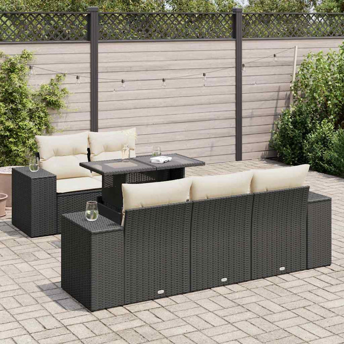 Set mobilier de grădină cu perne, 6 piese, negru, poliratan - WALTI WALTI