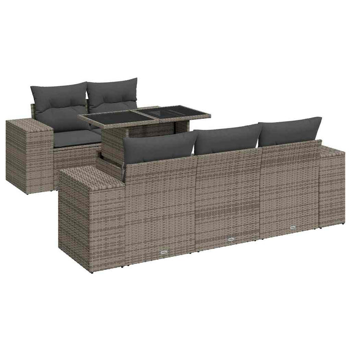 Set mobilier grădină cu perne, 6 piese, gri, poliratan - WALTI WALTI