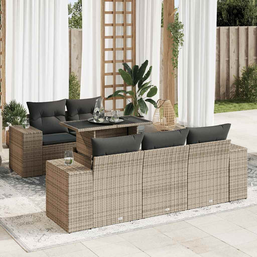 Set mobilier grădină cu perne, 6 piese, gri, poliratan - WALTI WALTI