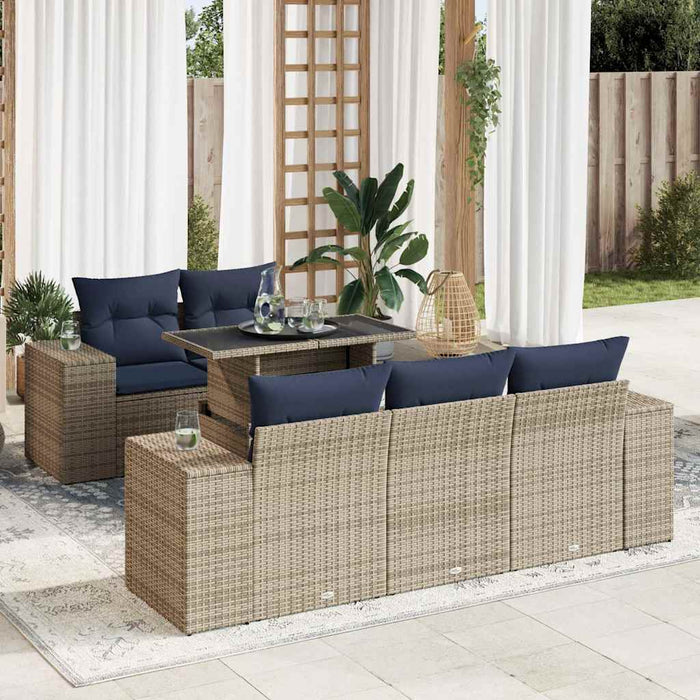 Set mobilier grădină cu perne 6 piese gri poliratan/lemn acacia - WALTI WALTI