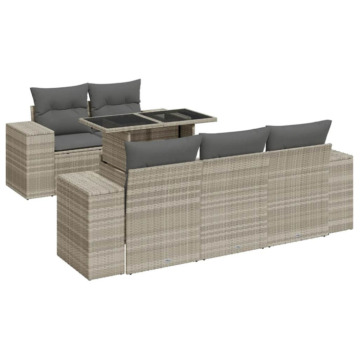 Set canapele de grădină cu perne, 6 piese gri deschis poliratan WALTI
