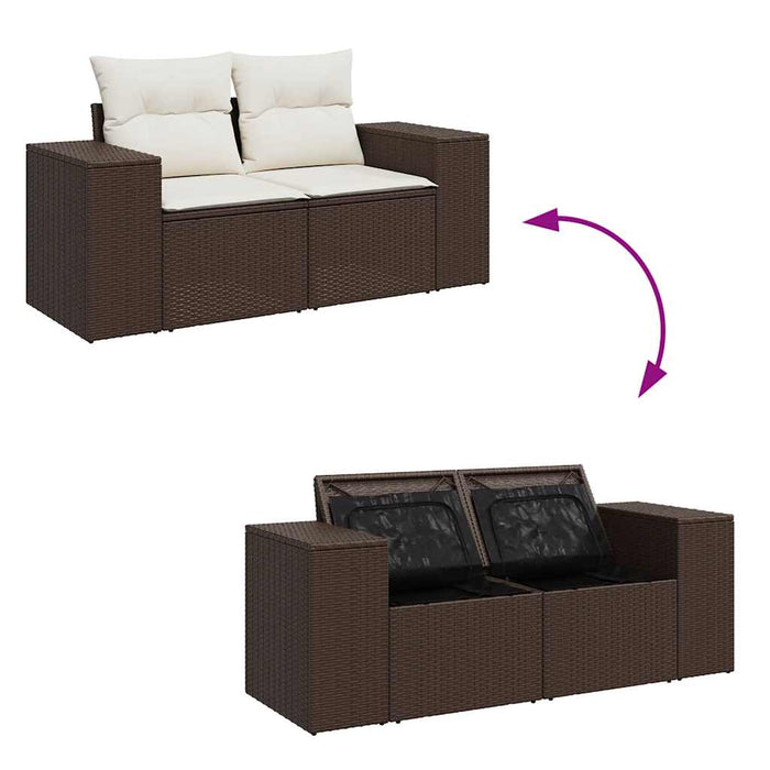 Set canapele de grădină cu perne, 6 piese, maro, poliratan - WALTI WALTI