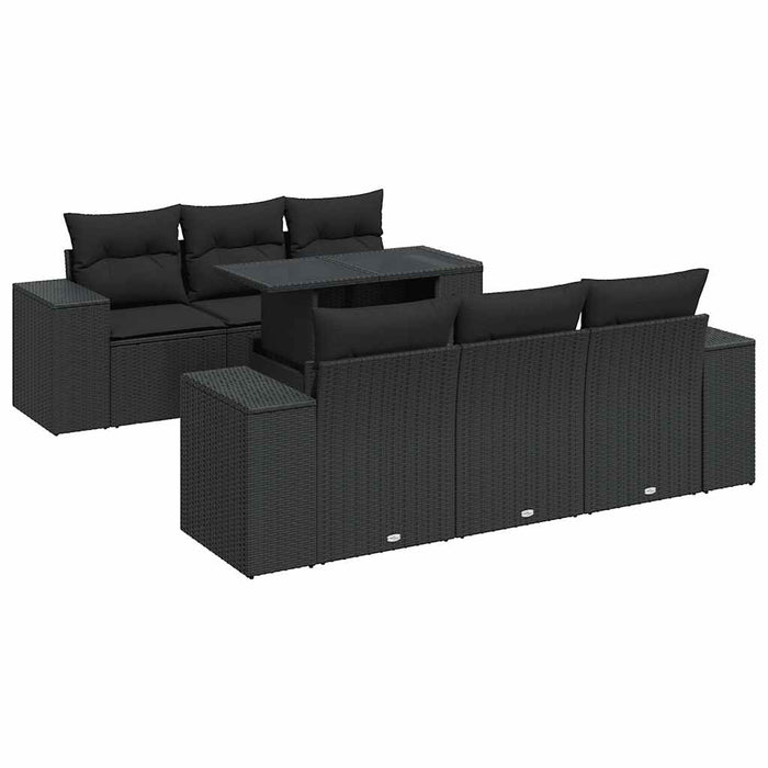 Set canapele de grădină cu perne, 7 piese, negru, poliratan - WALTI WALTI