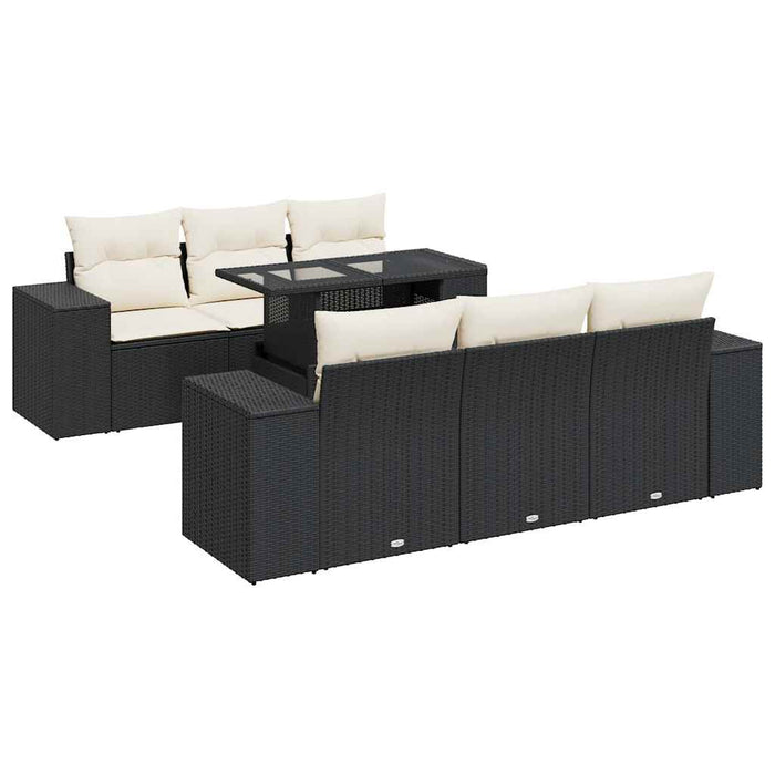 Set canapele de grădină cu perne, 7 piese, negru, poliratan - WALTI WALTI