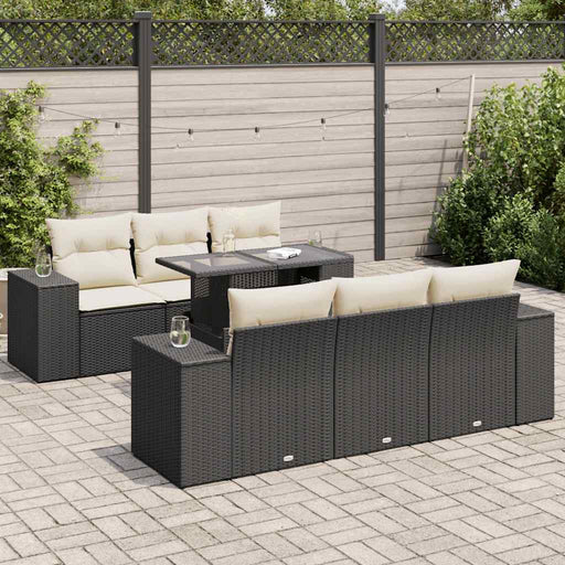 Set canapele de grădină cu perne, 7 piese, negru, poliratan - WALTI WALTI