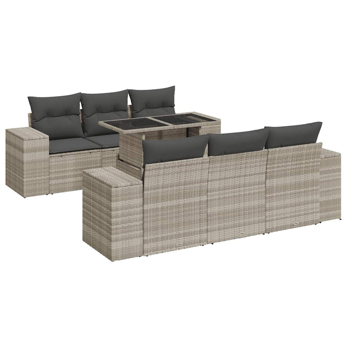 Set canapele de grădină cu perne, 7piese gri deschis poliratan WALTI