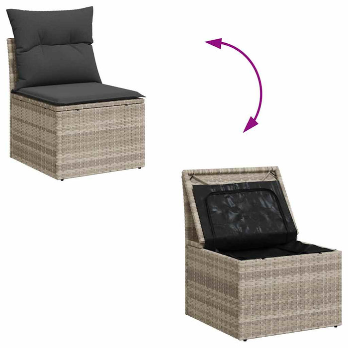 Set canapele de grădină cu perne, 7piese gri deschis poliratan WALTI