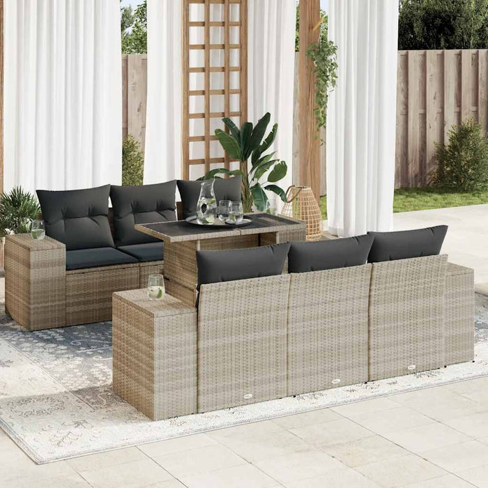 Set canapele de grădină cu perne, 7piese gri deschis poliratan WALTI