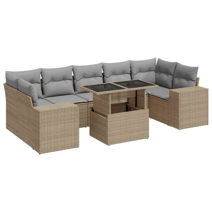 Set canapele de grădină, 8 piese, cu perne, bej, poliratan - WALTI WALTI