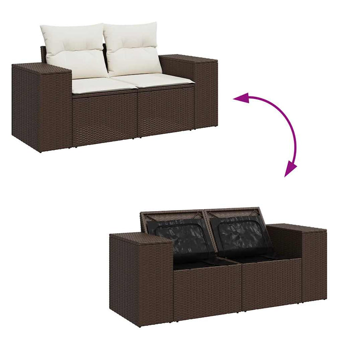 Set canapele de grădină cu perne, 8 piese, maro, poliratan - WALTI WALTI