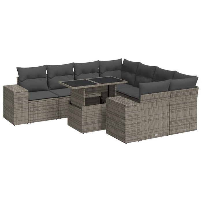 Set canapele de grădină, 9 piese, cu perne, gri, poliratan - WALTI WALTI