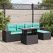 Set mobilier grădină perne 6 piese negru poliratan/lemn acacia - WALTI WALTI