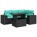 Set mobilier grădină perne 5 piese negru poliratan/lemn acacia - WALTI WALTI