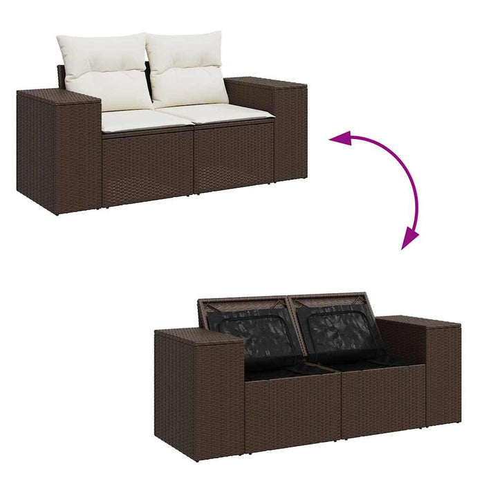 Set canapele de grădină cu perne, 5 piese, maro, poliratan - WALTI WALTI