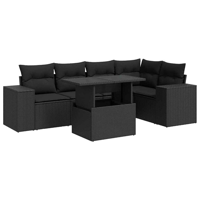 Set mobilier de grădină cu perne, 6 piese, negru, poliratan - WALTI WALTI