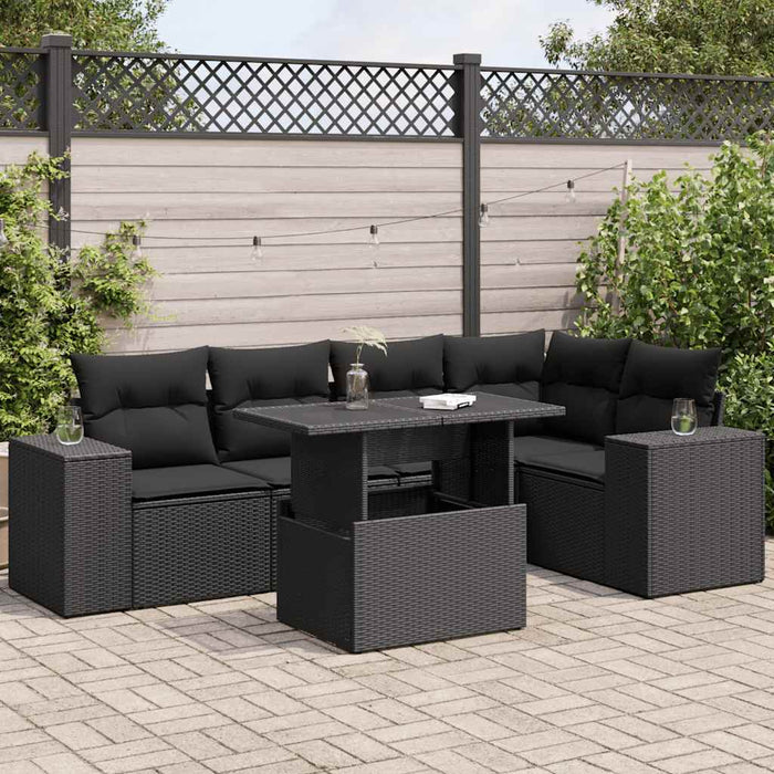 Set mobilier de grădină cu perne, 6 piese, negru, poliratan - WALTI WALTI