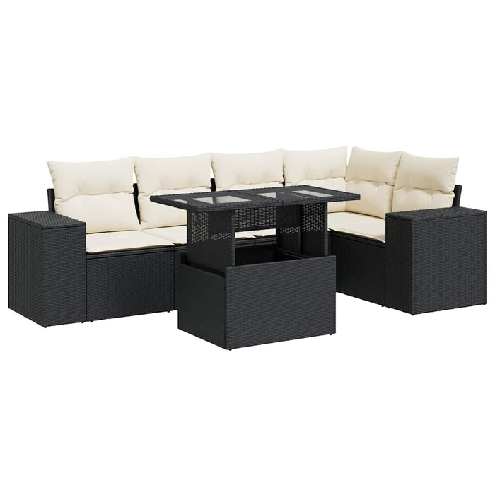 Set mobilier de grădină cu perne, 6 piese, negru, poliratan - WALTI WALTI