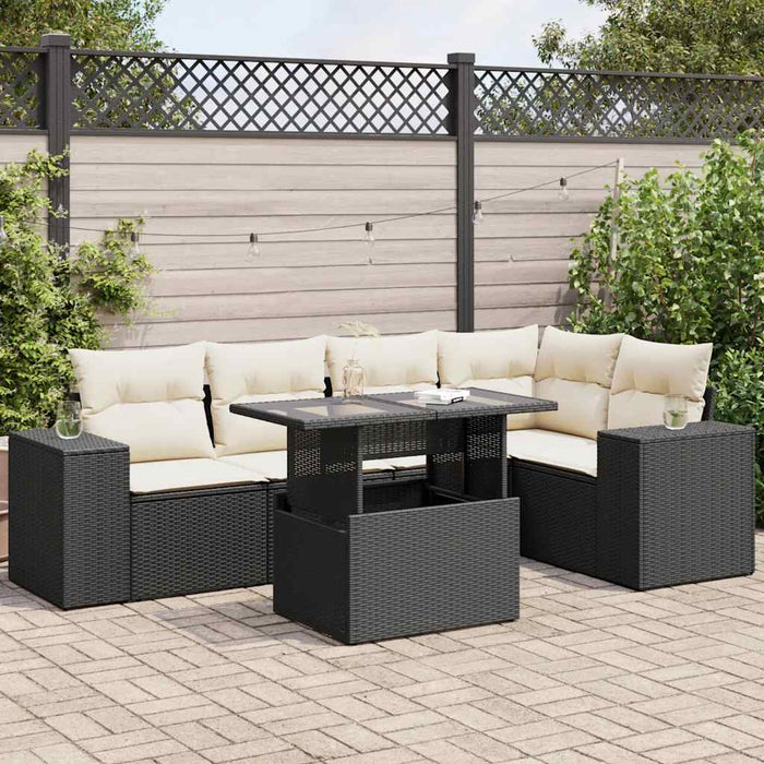 Set mobilier de grădină cu perne, 6 piese, negru, poliratan - WALTI WALTI