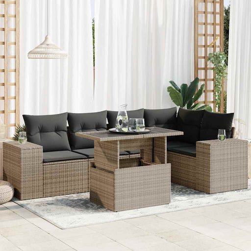 Set mobilier grădină cu perne, 6 piese, gri, poliratan - WALTI WALTI
