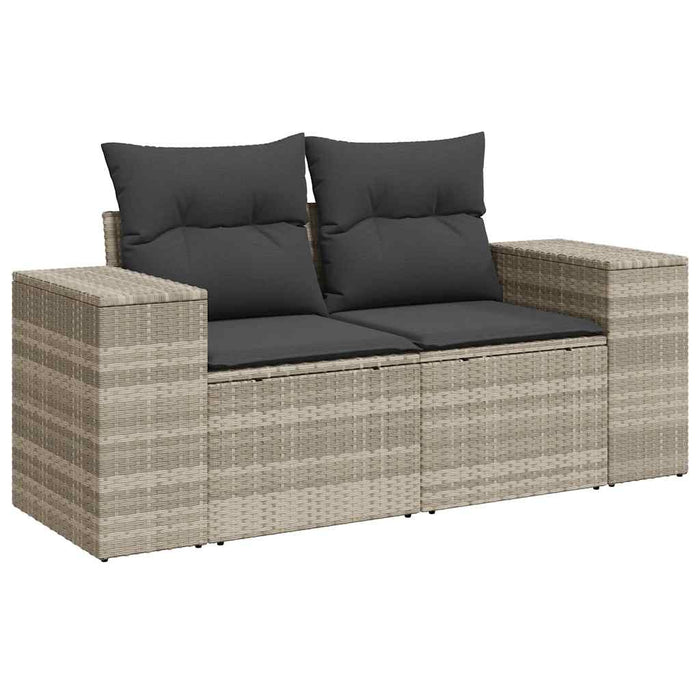 Set canapele de grădină cu perne, 9 piese gri deschis poliratan WALTI