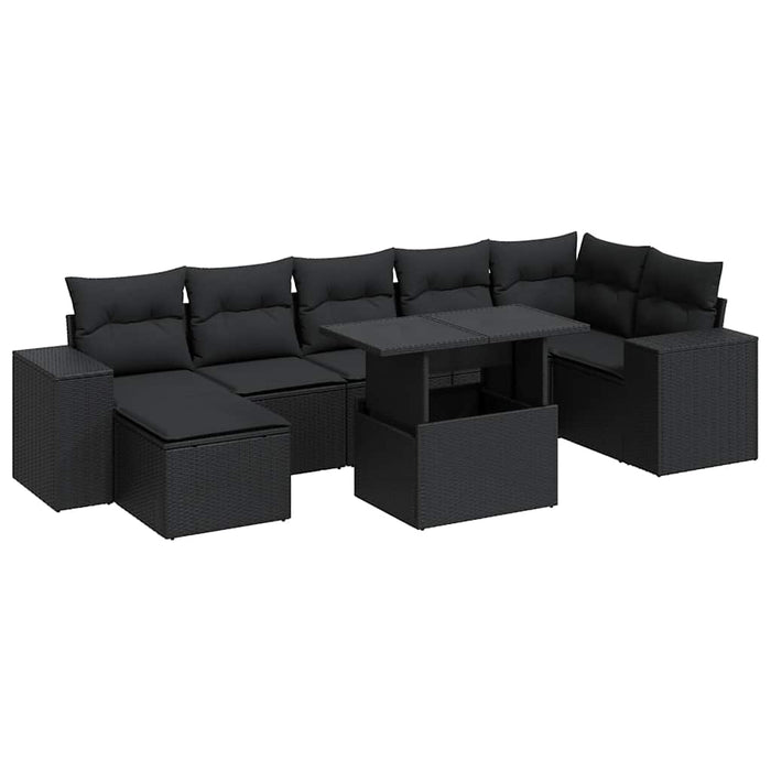 Set mobilier de grădină cu perne, 8 piese, negru, poliratan - WALTI WALTI