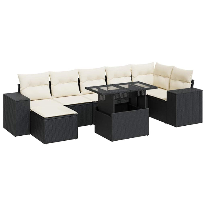 Set mobilier de grădină cu perne, 8 piese, negru, poliratan - WALTI WALTI