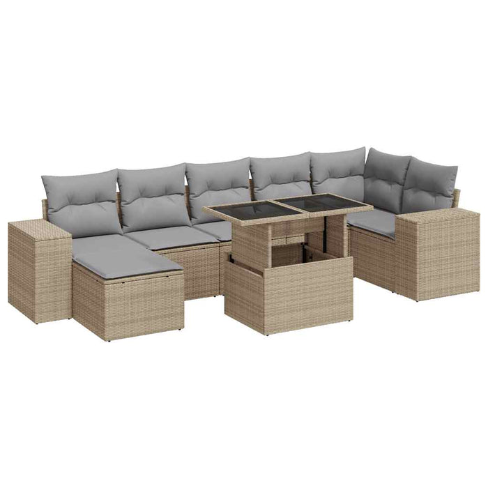 Set canapele de grădină, 8 piese, cu perne, bej, poliratan - WALTI WALTI