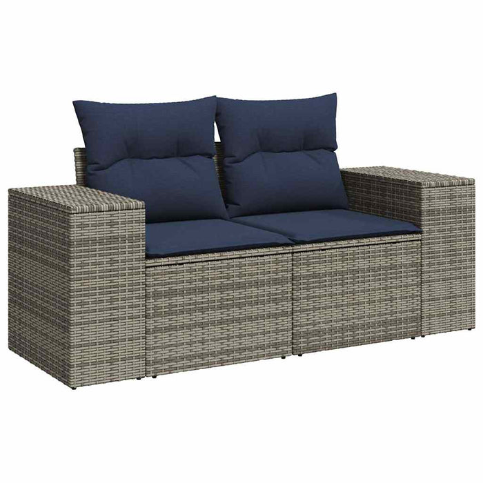 Set mobilier de grădină cu perne, 10 piese, gri, poliratan - WALTI WALTI