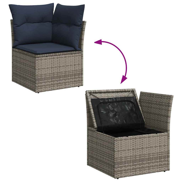 Set mobilier de grădină cu perne, 10 piese, gri, poliratan - WALTI WALTI