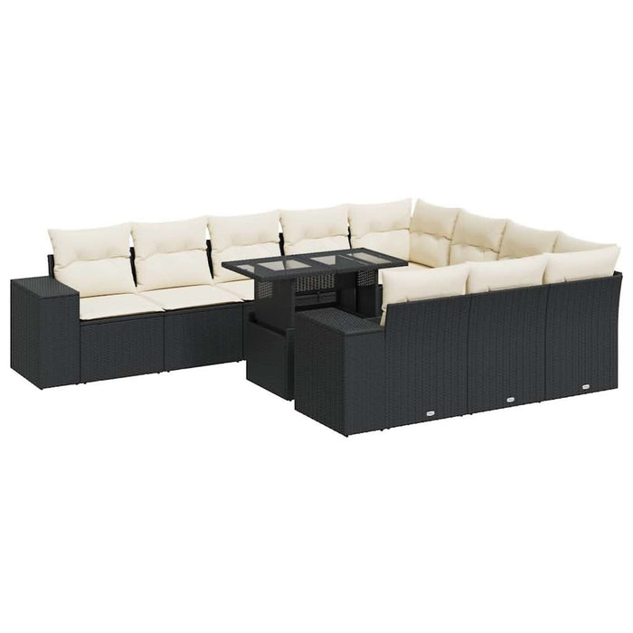 Set canapele de grădină cu perne, 11 piese, negru, poliratan - WALTI WALTI