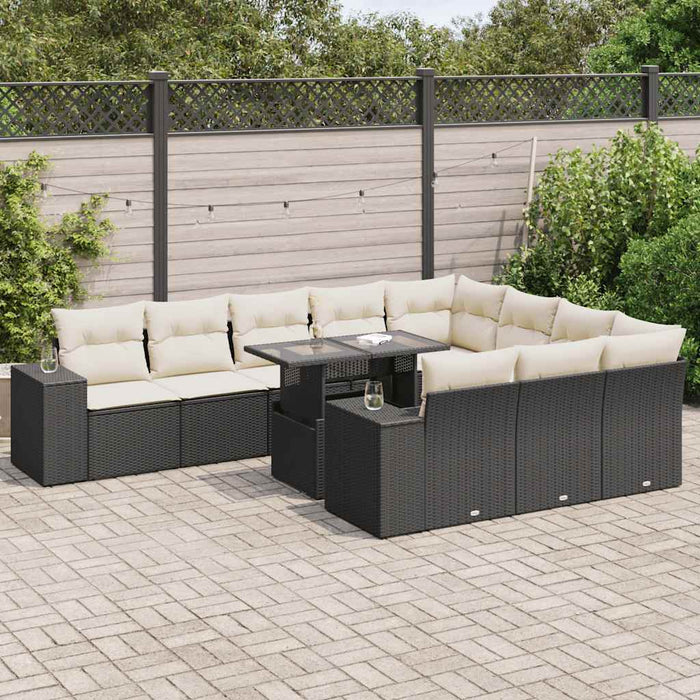 Set canapele de grădină cu perne, 11 piese, negru, poliratan - WALTI WALTI