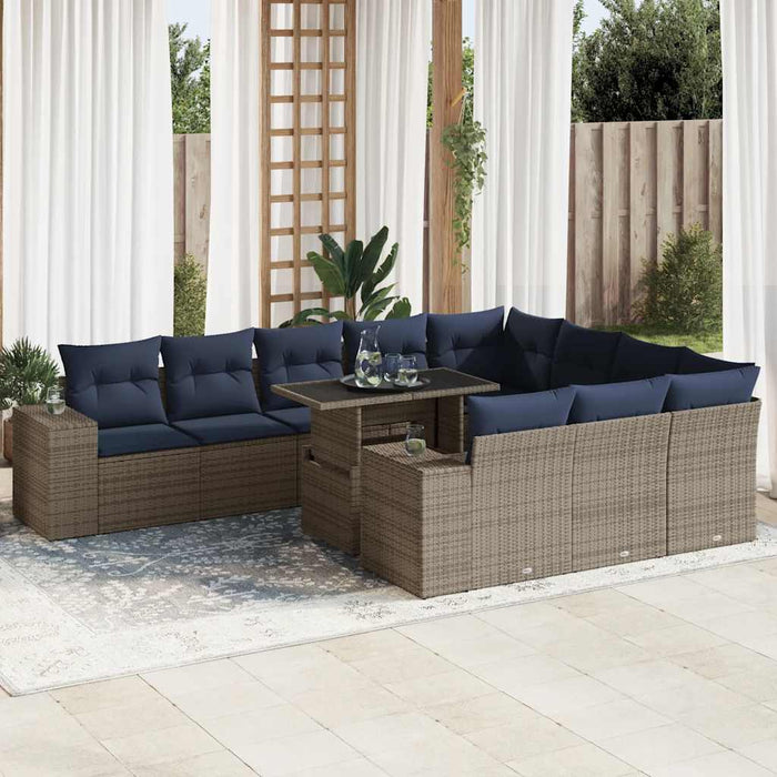 Set canapele grădină perne 11 piese, gri, poliratan/lemn acacia - WALTI WALTI