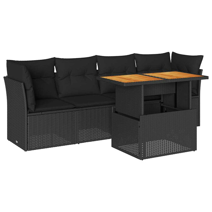 Set mobilier de grădină cu perne, 5 piese, negru, poliratan - WALTI WALTI