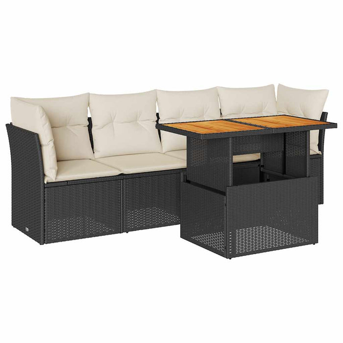 Set mobilier de grădină cu perne, 5 piese, negru, poliratan - WALTI WALTI