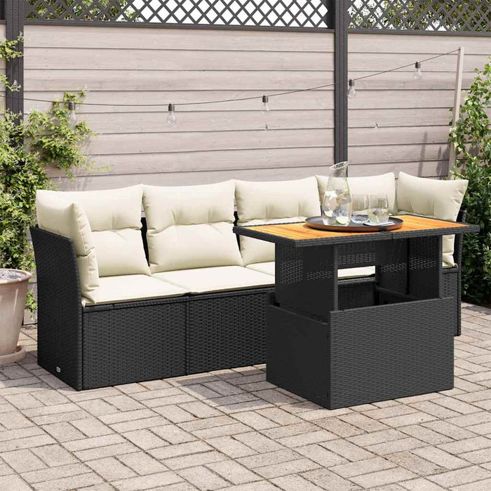 Set mobilier de grădină cu perne, 5 piese, negru, poliratan - WALTI WALTI