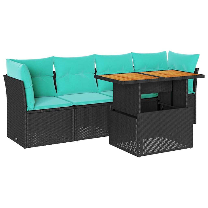 Set mobilier de grădină cu perne, 5 piese, negru, poliratan - WALTI WALTI